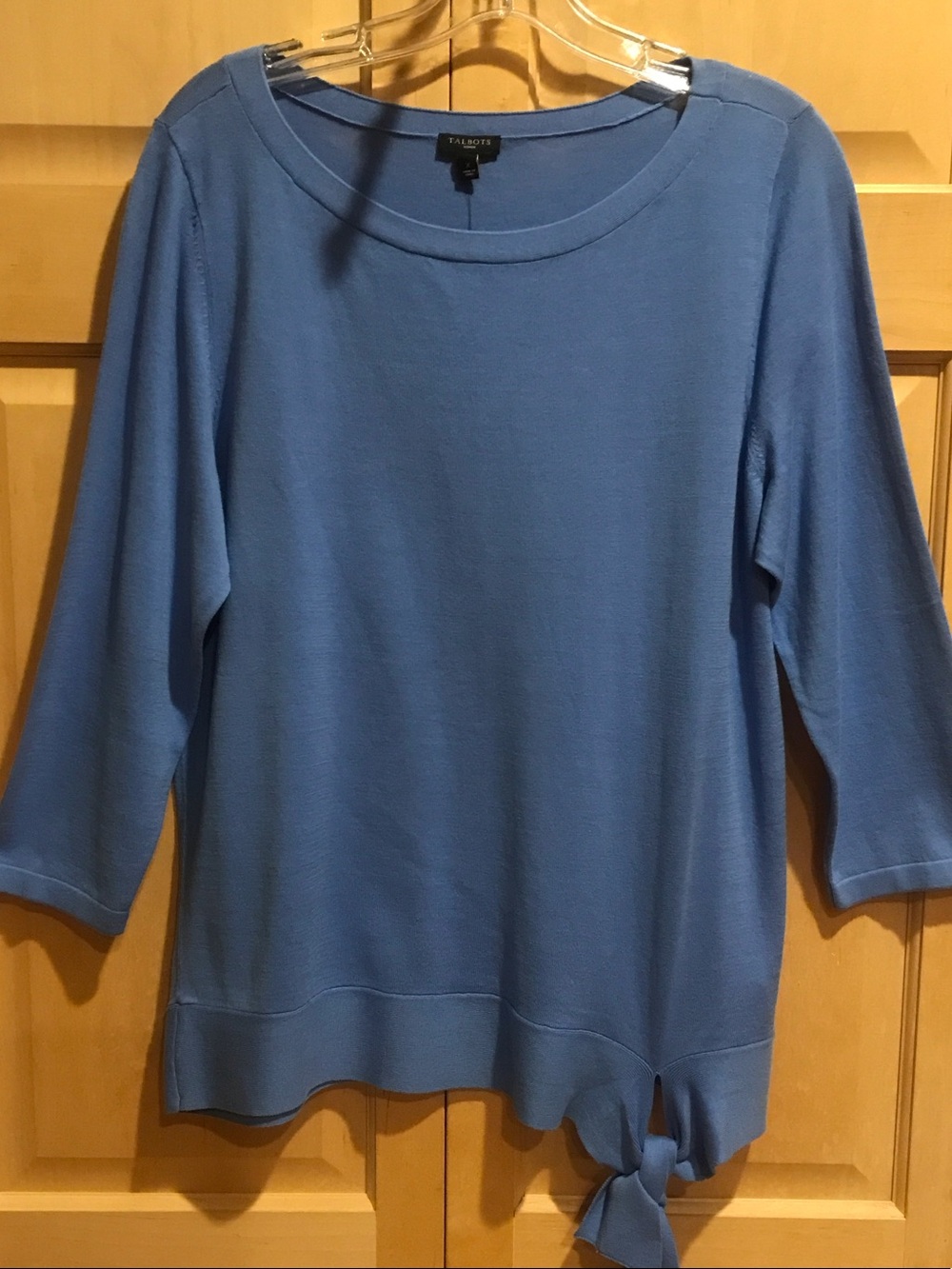 New Talbots Periwinkle Blue Crewneck Tie-Hem Sweater